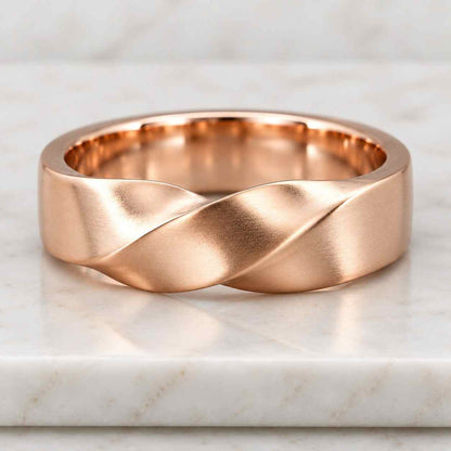 14k Yellow Gold Mobius Men's wedding Band | 14K Gold Men's Wedding Ring in Mobius Twisted style | 3mm 4mm 5mm 6mm 7mm