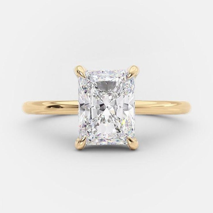 14k Yellow Gold Ring, Radiant Cut Ring