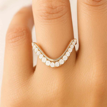 14k Yelow Gold Curved Band, Gold Plated Sterling Silver Wedding Band,