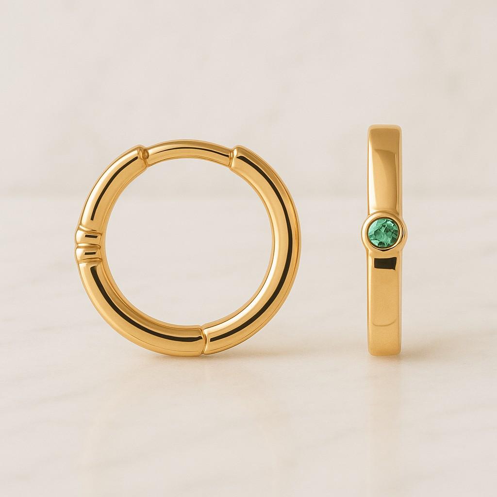 14k gold Drop Earrings Emerald Crystal Hoop Earring huggie Dangle earrings Dainty Earring birthday Gift for Mom Christmas Gift For Her