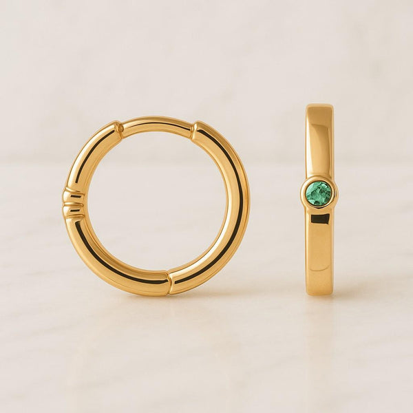 14k gold Drop Earrings Emerald Crystal Hoop Earring huggie Dangle earrings Dainty Earring birthday Gift for Mom Christmas Gift For Her