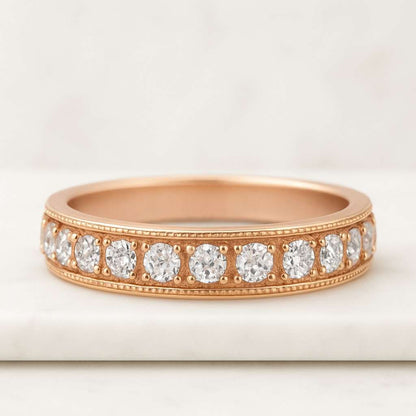 14k solid gold Lab Grown Diamond Full Eternity Wedding Band