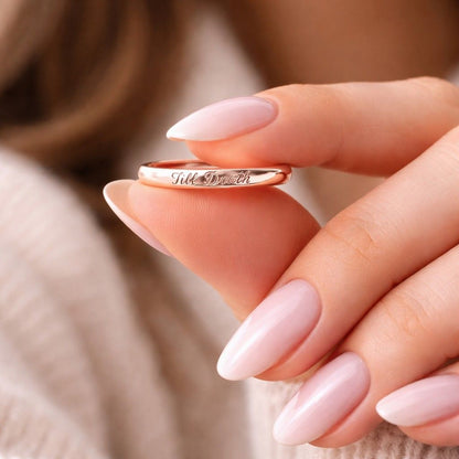 Til Death Engraved Sterling Silver Band Ring | Custom Name | Valentine's Day Gift
