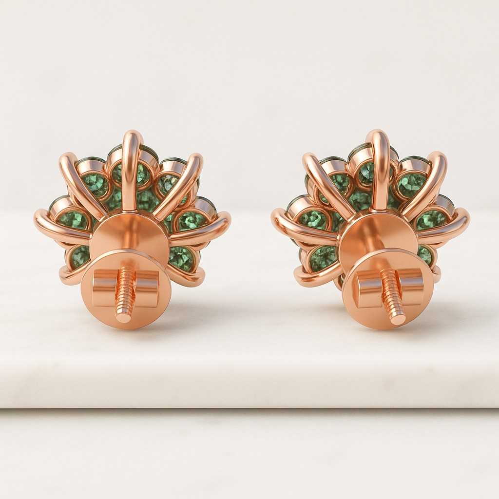 14k gold Stud Earring For Birthday Gift lab Diamond Floral Earring prong set Stud Earring