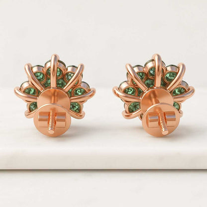 14k gold Stud Earring For Birthday Gift lab Diamond Floral Earring prong set Stud Earring