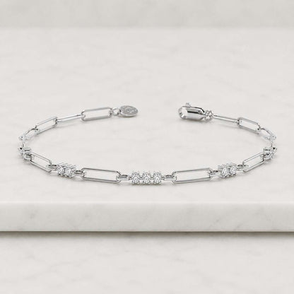 14kt Gold Filled Paperclip and Diamond Clasp Chain Bracelet, Statement Bracelet
