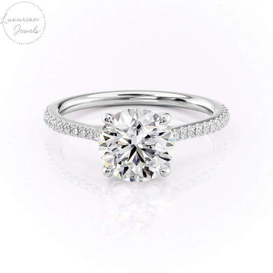 14kt Gold Moissanite Diamond Round Solitaire Ring