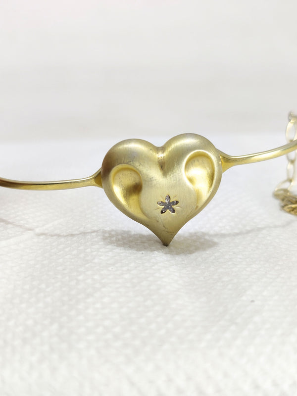 16K Gold Double Heart Initial Bracelet Personalized Charm