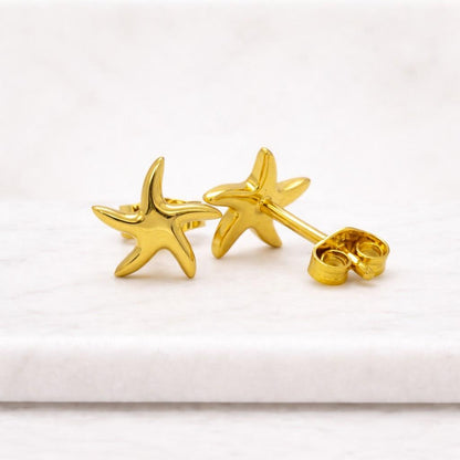 Gold Starfish Stud Earrings in 18K Gold
