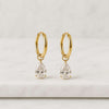 Pear Cut Lab Grown Diamond Gold Drop Hoop Earrings