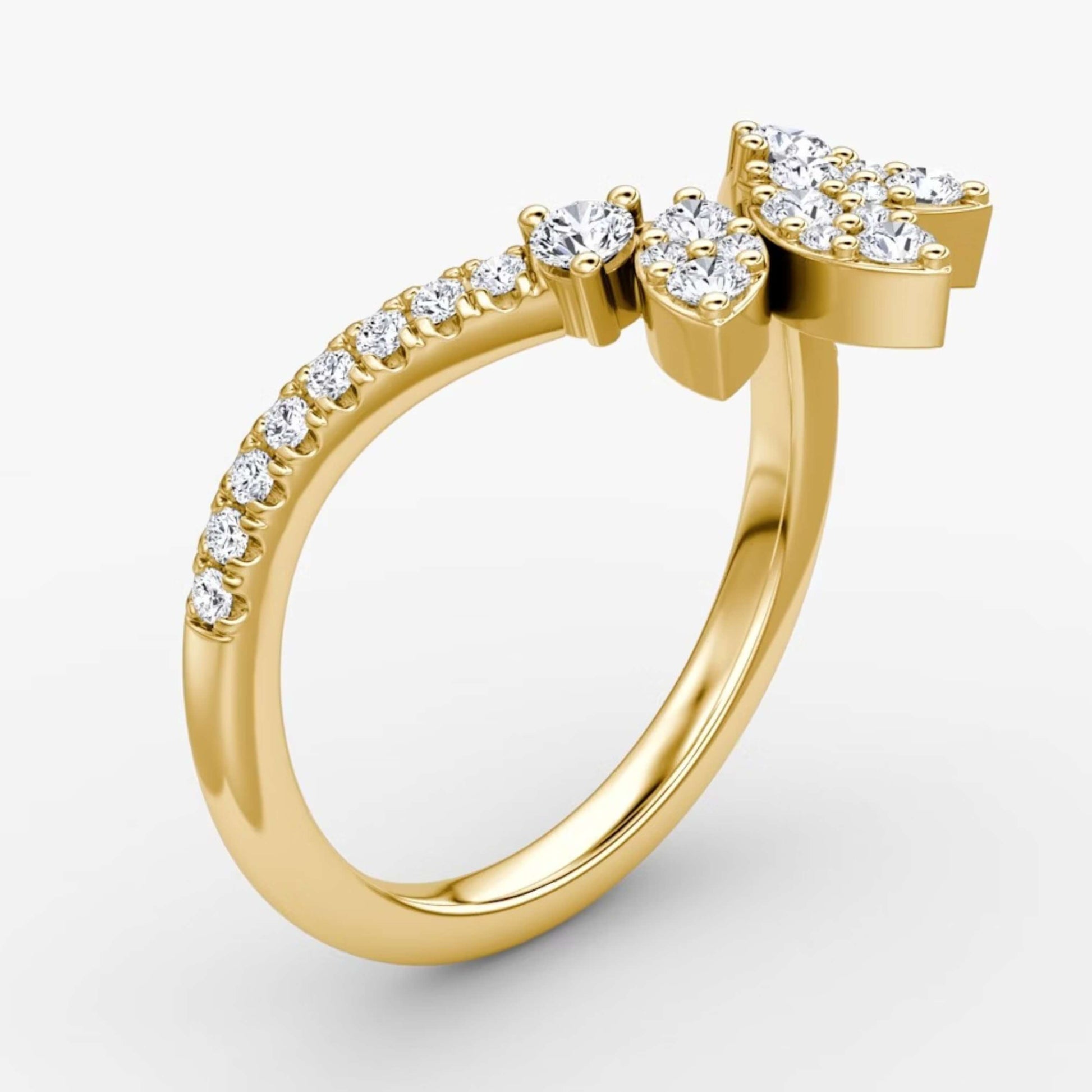 18K Curved Marquise Shape Half Eternity Wedding Band