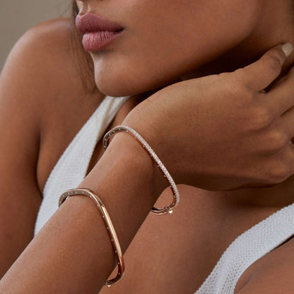 18K Cushion Shape Round Cut Diamond Tennis Bangle Bracelets