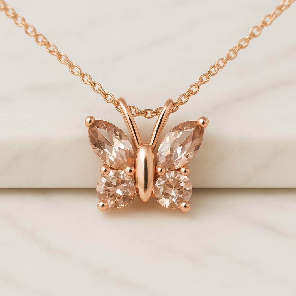 18K Gold Butterfly Pendant Necklace For Men Mens Necklace Gold Butterfly Necklace  Mens Jewelry Chain With Pendant