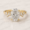 Oval Cut Lab Diamond Pave Engagement Ring, Zig Zag Diamond Ring for Her