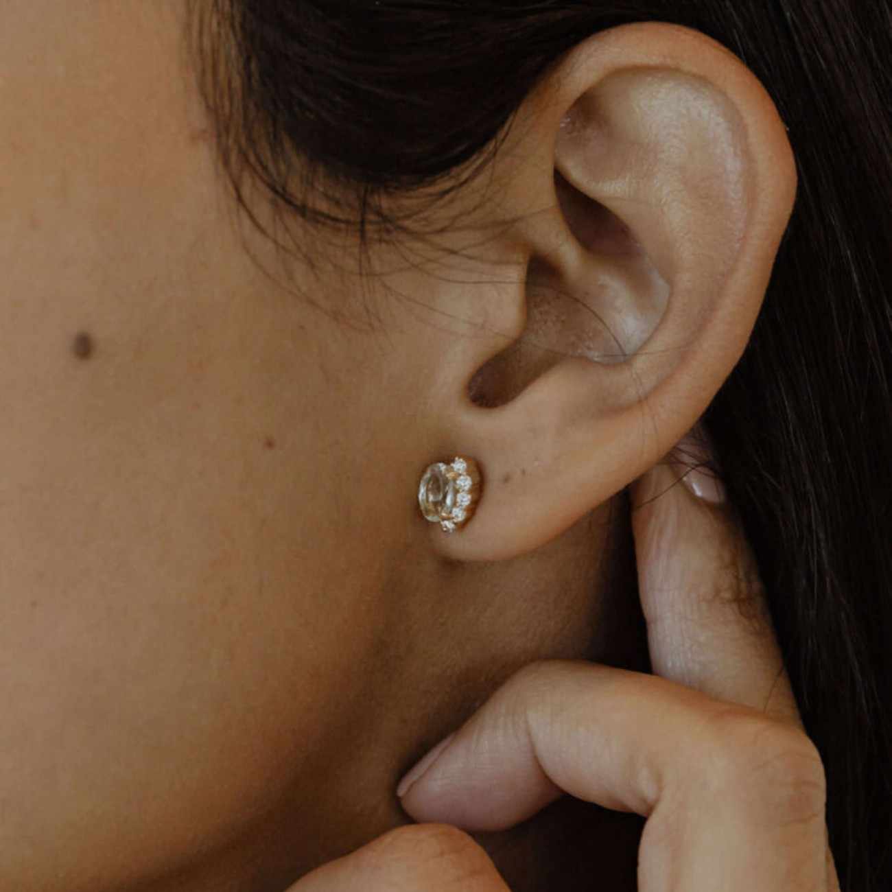 18K Gold Filled CZ Flower Earrings