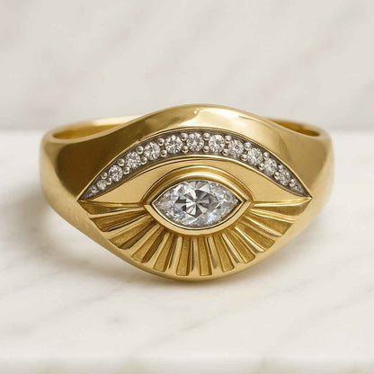 18K Gold Filled Evil Eye Rings Eye Ring Stackable Ring Adjustable Ring Open Ring