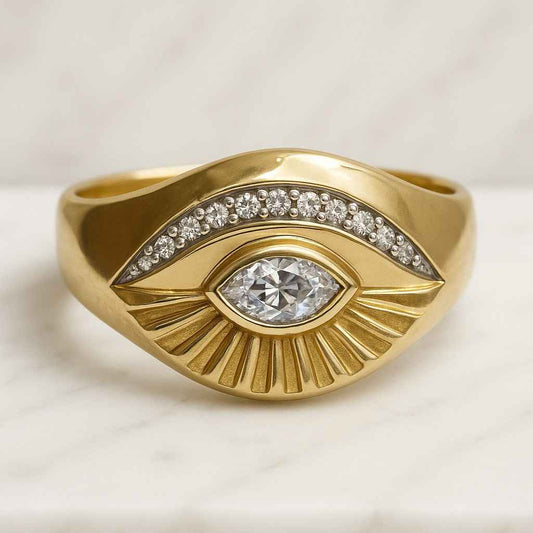 18K Gold Filled Evil Eye Rings Eye Ring Stackable Ring Adjustable Ring Open Ring