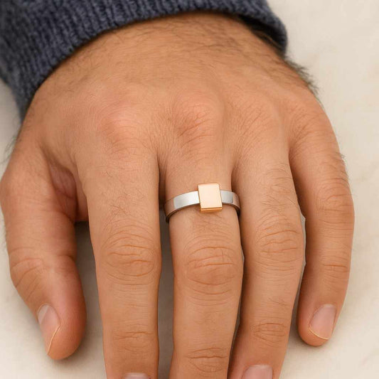 18K Gold Over Titanium Trio Linked Ring Band Ring Multi Layered Linked Ring 