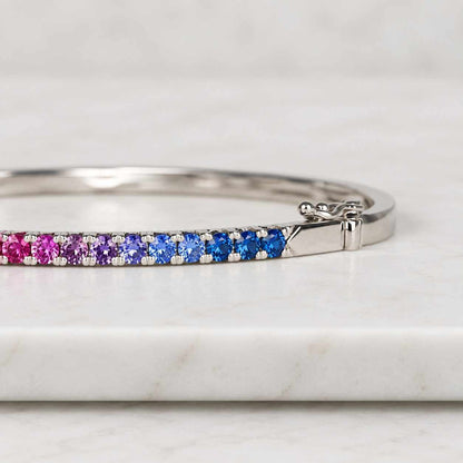 18K Gold Rainbow Sapphire Bracelet • Natural Multi-Color Gems