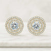 Double Halo Round Cut Lab Grown Diamond Cluster Stud Earrings