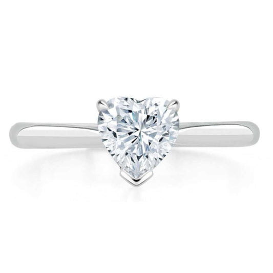 18K Heart Cut Lab Diamond Solitaire Ring