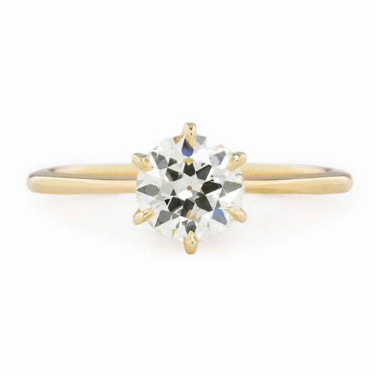 18K Old Mine Round Diamond Engagement Ring