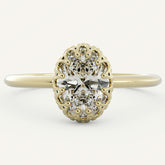 18K Oval Cut Bezel Set Antique Diamond Ring