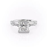 Princess Cut Solitaire Accent Engagement Ring