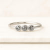 Round Rose Cut Bezel Set Three Stone Engagement Ring For Her