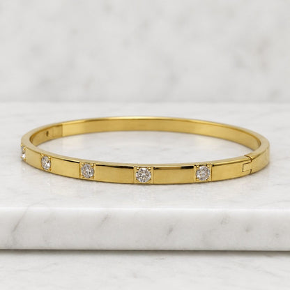 18K Solid Gold Floating Diamond Bracelet • Dainty Diamond Station Bracelet • Minimalist Drop Diamond Bracelet • Fine Jewelry Gift
