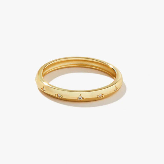 18K Solid Gold Flush Setting Round Cut Wedding Band