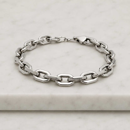 18K Solid Gold Oval Link Cable Bracelet – Modern Unisex Gold Chain