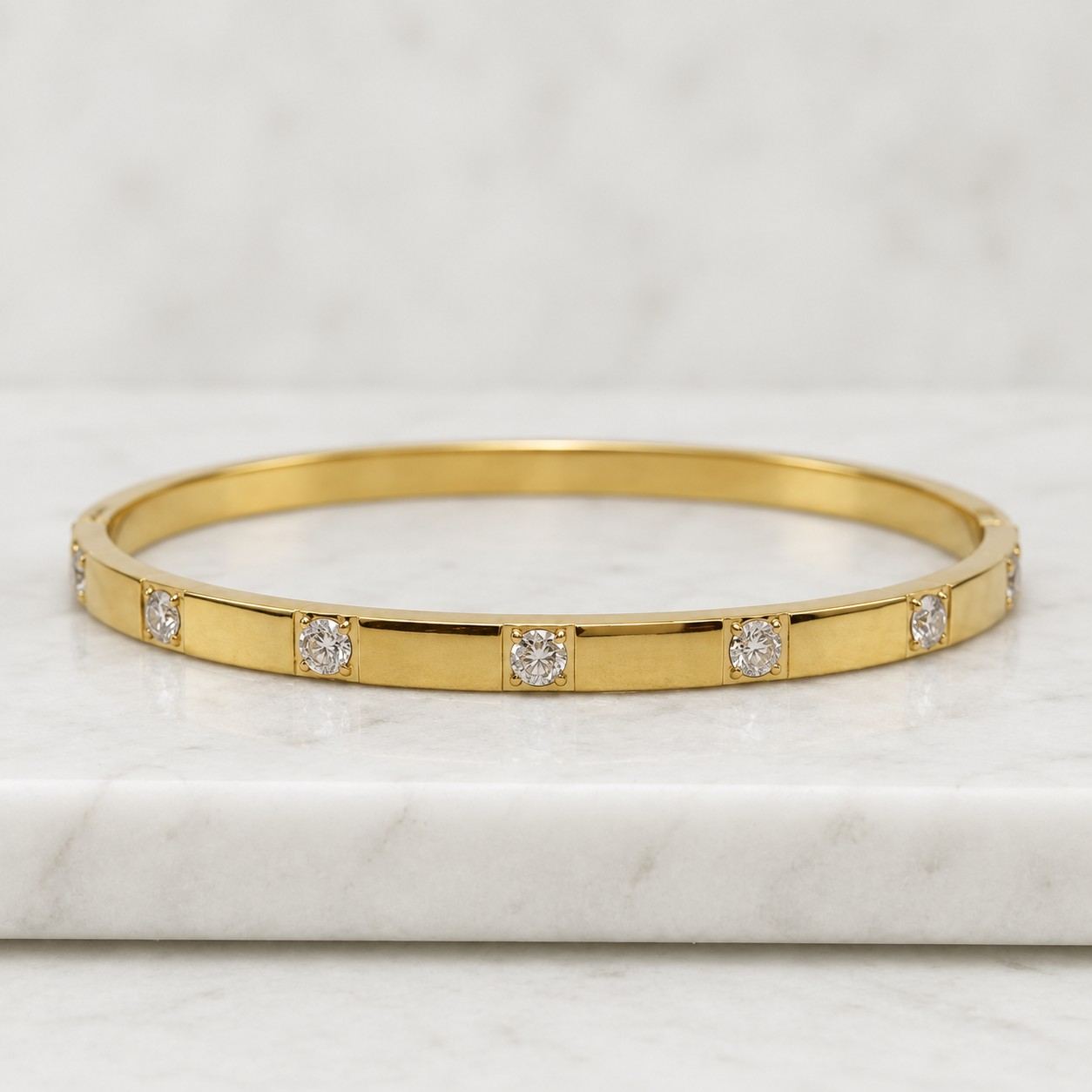 18k solid gold round diamond bracelet • dainty diamond station bracelet • minimalist real gold bracelet • fine jewelry gift for her
