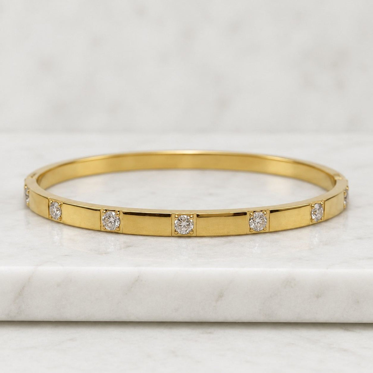 18K Solid Gold Round Diamond Bracelet • Dainty Diamond Station Bracelet • Minimalist Real Gold Bracelet • Fine Jewelry Gift for Her
