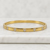 14k Solid Gold Moissanite Slim Station Bangle Bracelets