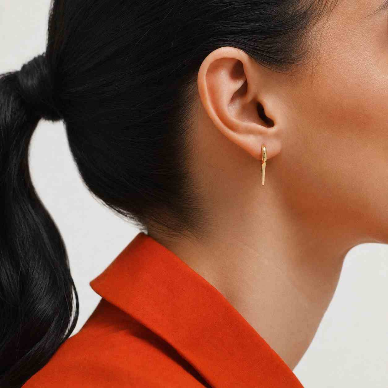 18K Solid Gold Teardrop Hoop Earrings | Minimal Sculptural Gold Earrings 