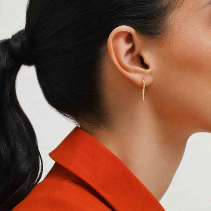 18K Solid Gold Teardrop Hoop Earrings | Minimal Sculptural Gold Earrings 