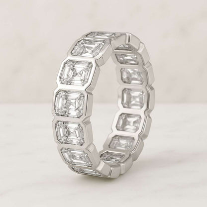 18K Solid White Gold Promise Band Anniversary Gift Luxurious Style Diamond Band