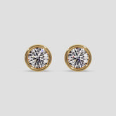 18K Yellow Gold Bezel Set Round Stud Earrings