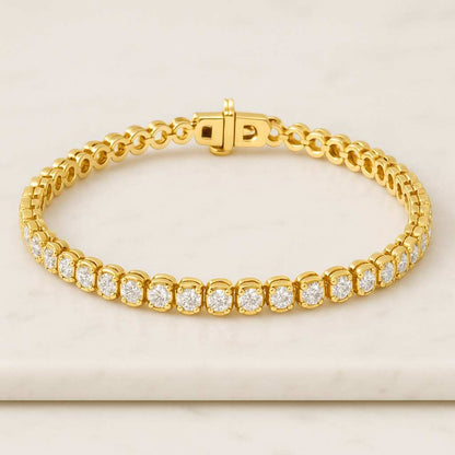 18K Yellow Gold Diamond Bracelet For Wedding Gift Stackable Infinity Bracelet 14K Solid Gold  Round Cut Lab Grown Diamond Bracelet Tennis Bracelet