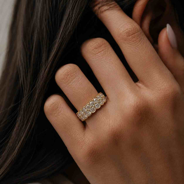 18K Yellow Gold SI Diamond Wedding Ring, Handcrafted Ring