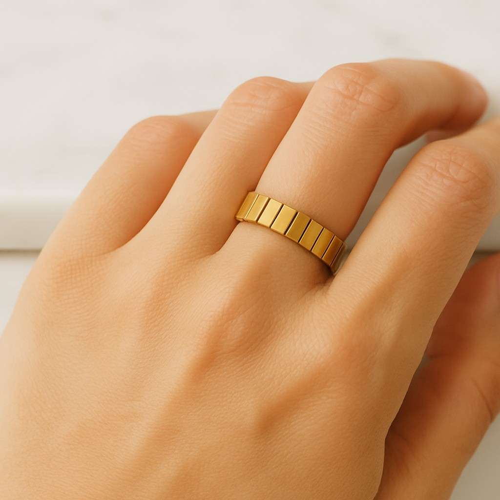 18K Yellow Gold and Brushed Titanium Wedding ring band for men and women