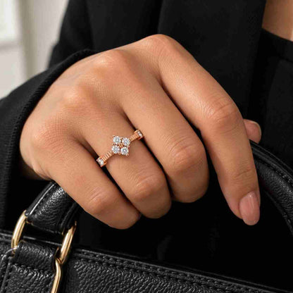 18K yellow Gold Round cut Natural Herkimer Diamond ring handmade Gray Diamond engagement ring Salt Pepper ring proposal gifts for her ring