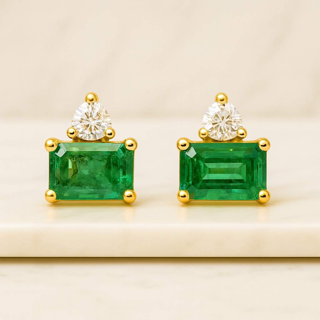 18k Solid Gold Christmas Anniversary Gift Earrings
