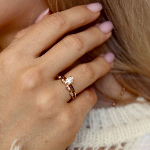 18k Gold Engagement Band Women Proposal Dainty Minimalist Classsic Yellow Rose White