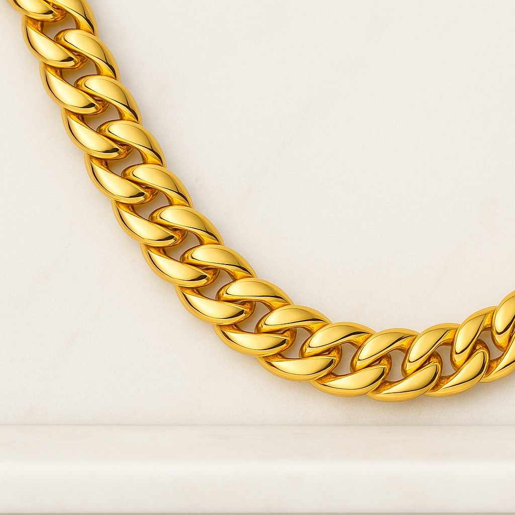 18k Gold Miami Cuban Link Chain Necklace Real Italian Gold