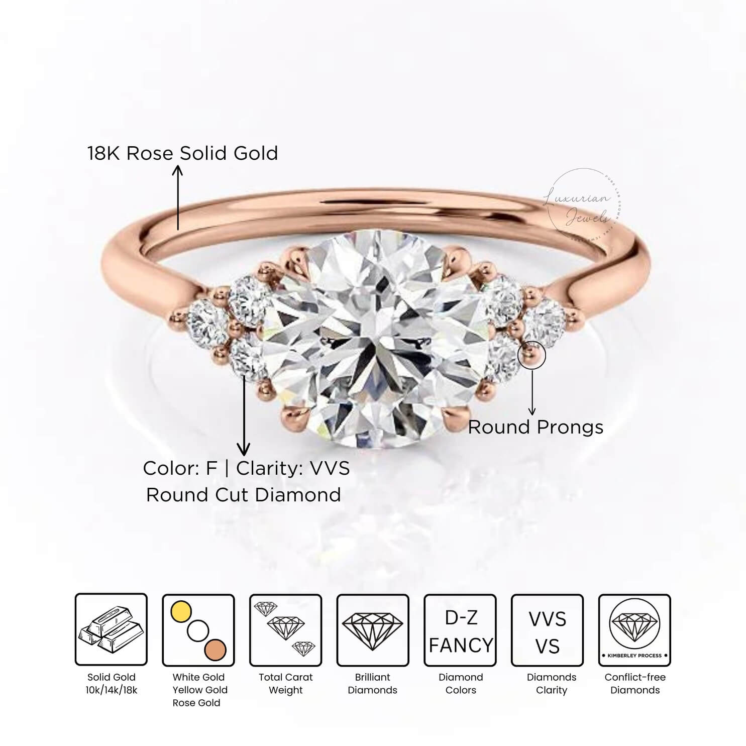 18k Rose Solid Gold Ring, Stackable Ring
