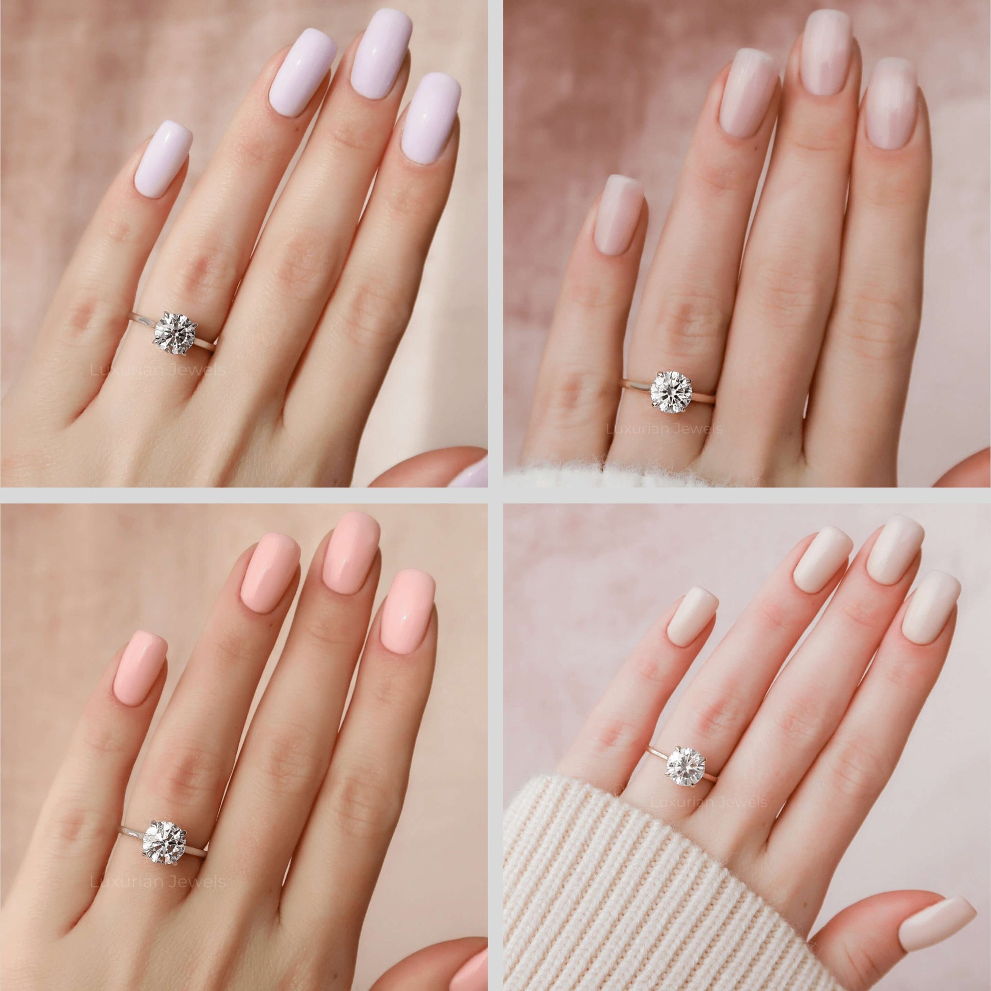 18k Round Cut Diamond Engagement Ring With Hidden Halo