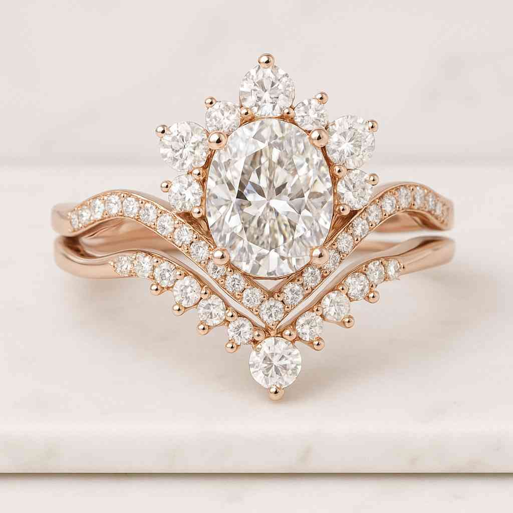 18k solid gold diamond wedding band, solid gold diamond band for her crushed ice oval moissanite ring set colorless moissanite wedding ring eternity moissanite bridal band accent moissanite bridal ring set