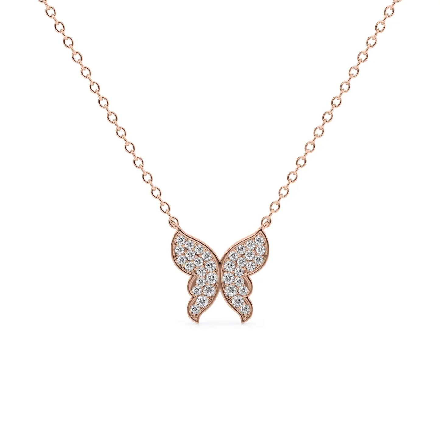 18k Solid Gold Necklace, Round Cut Diamond 